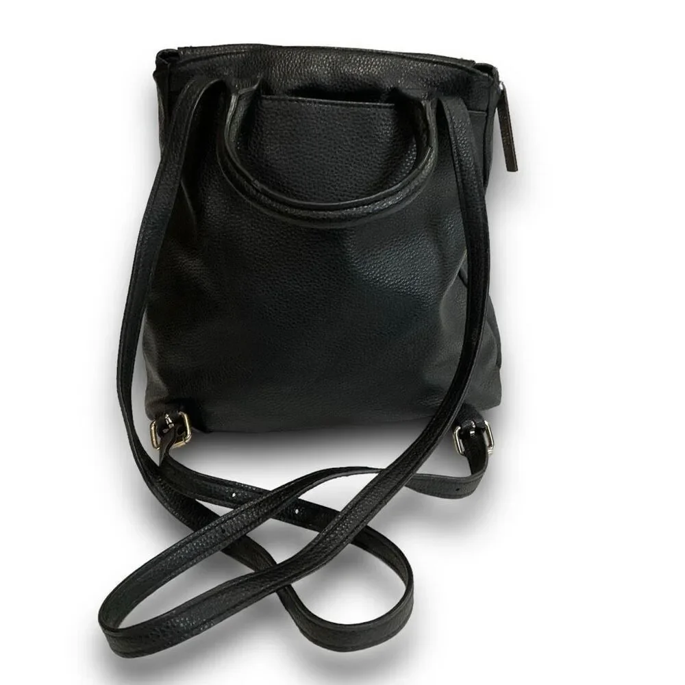Jones New York Black Pebbled Leather Signature Backpack